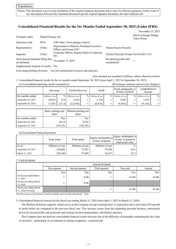 Thumbnail Digital Garage Half-year Report 2025-h1