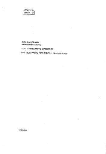 Thumbnail Capital A (Air Asia) Financial Statement 2009