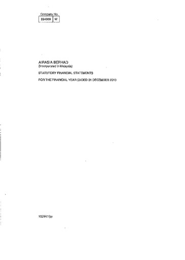 Thumbnail Capital A (Air Asia) Financial Statement 2010