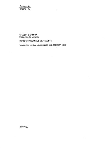 Thumbnail Capital A (Air Asia) Financial Statement 2014