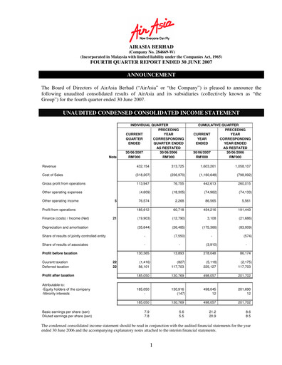 Thumbnail Capital A (Air Asia) Quarterly Report 2007-q4