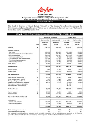 Thumbnail Capital A (Air Asia) Quarterly Report 2017-q3