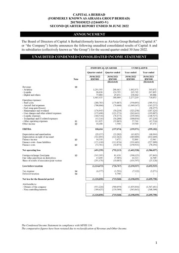 Thumbnail Capital A (Air Asia) Quarterly Report 2022-q2