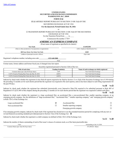 Thumbnail American Express Quarterly Report 2026-q2