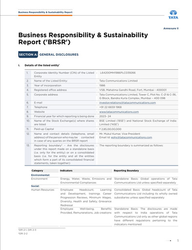 Thumbnail Tata Communications ESG Report 2023-2024