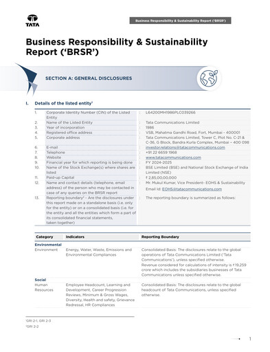 Thumbnail Tata Communications ESG Report 2024-2025