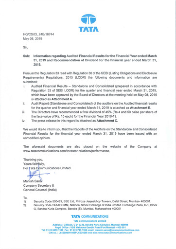 Thumbnail Tata Communications Financial Statement 2018-2019