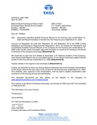 Thumbnail Tata Communications Financial Statement 2022-2023