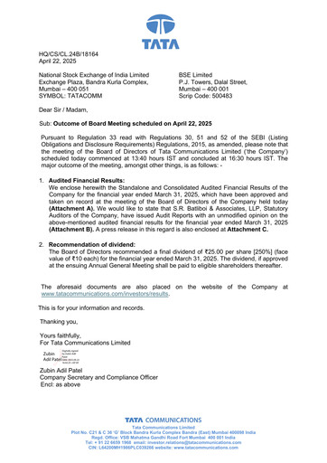 Thumbnail Tata Communications Financial Statement 2024-2025