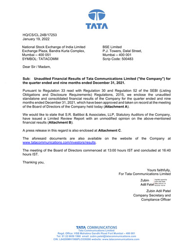 Thumbnail Tata Communications Quarterly Report 2021-q3