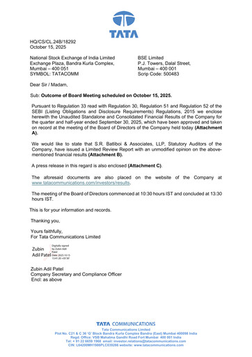 Thumbnail Tata Communications Quarterly Report 2025-q2
