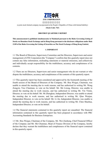 Thumbnail ZTE Quarterly Report 2008-q1