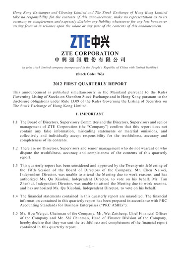 Thumbnail ZTE Quarterly Report 2012-q1