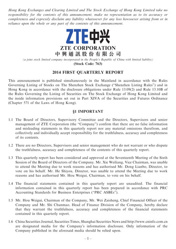 Thumbnail ZTE Quarterly Report 2014-q1