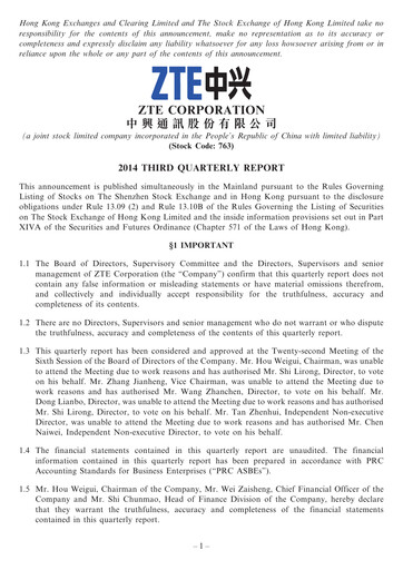 Thumbnail ZTE Quarterly Report 2014-q3