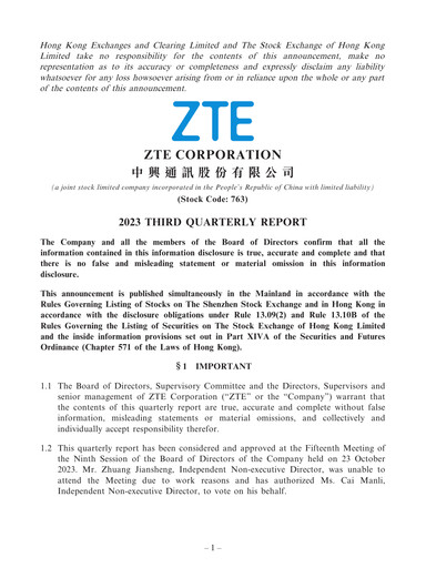 Thumbnail ZTE Quarterly Report 2023-q3