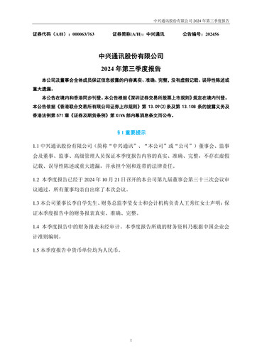 Thumbnail ZTE Quarterly Report 2024-q3