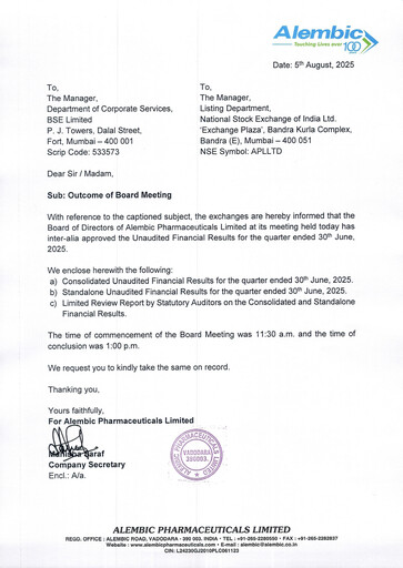 Thumbnail Alembic Pharmaceuticals Quarterly Report 2025-q1