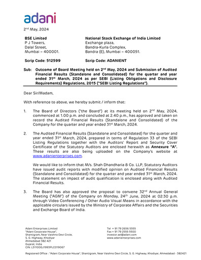 Thumbnail Adani Enterprises Quarterly Report 2023-q4