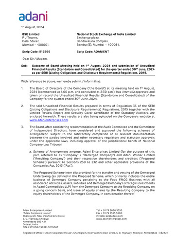 Thumbnail Adani Enterprises Quarterly Report 2024-q1