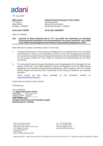 Thumbnail Adani Enterprises Quarterly Report 2025-q1