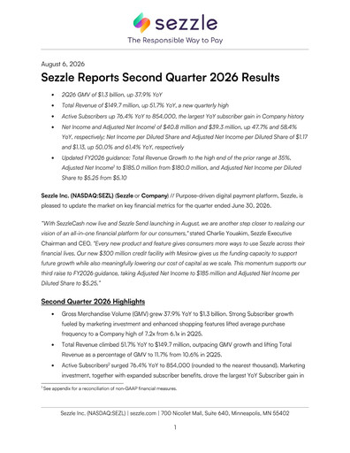 Vorschaubild Sezzle Quartalsbericht 2026-q2