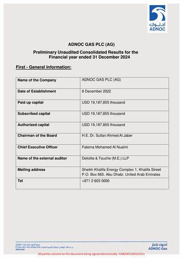 Miniature ADNOC Gas Rapport financier 2024