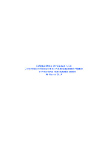 Thumbnail National Bank of Fujairah Quarterly Report 2025-q1