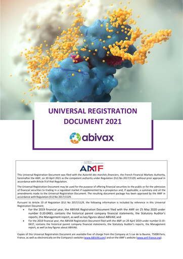Thumbnail Abivax Universal Registration Document 2021