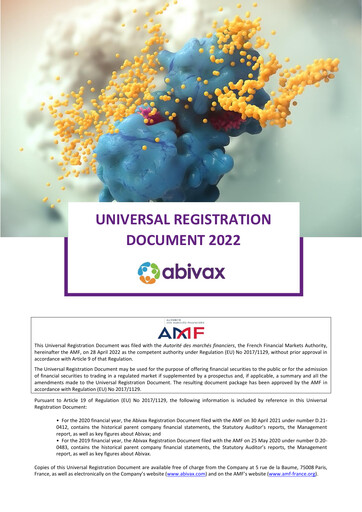 Thumbnail Abivax Universal Registration Document 2022