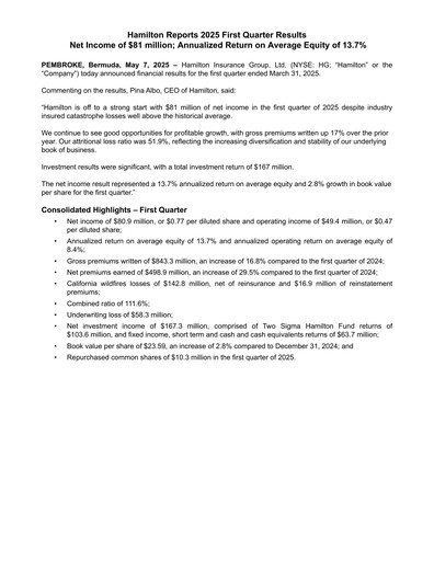 Thumbnail Hamilton Insurance Group Quarterly Report 2025-q1