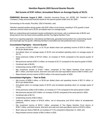 Thumbnail Hamilton Insurance Group Quarterly Report 2025-q2