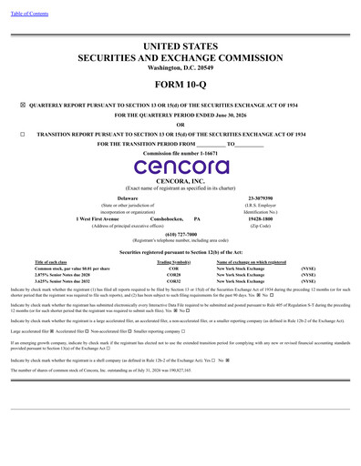 Thumbnail Cencora Quarterly Report 2026-q3