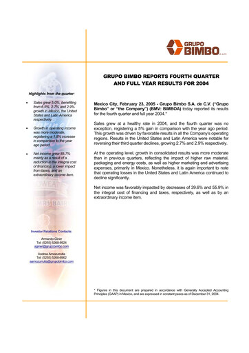 Vorschaubild Grupo Bimbo
 Finanzmitteilung fy2004