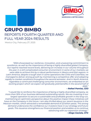 Vorschaubild Grupo Bimbo
 Finanzmitteilung fy2024