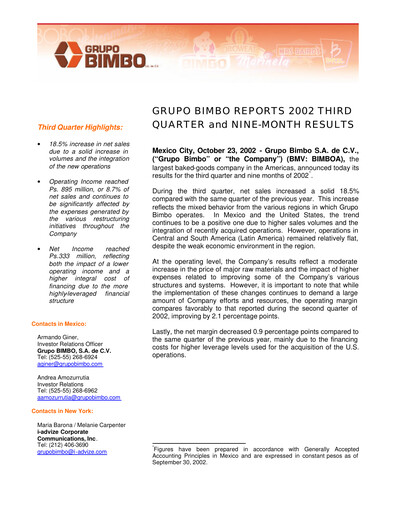 Thumbnail Grupo Bimbo
 Quarterly Report 2002-q3