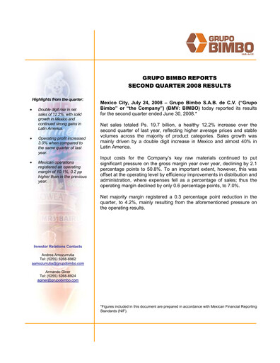 Thumbnail Grupo Bimbo
 Quarterly Report 2008-q2