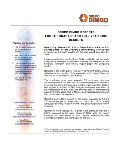 Thumbnail Grupo Bimbo
 Quarterly Report 2009-q4