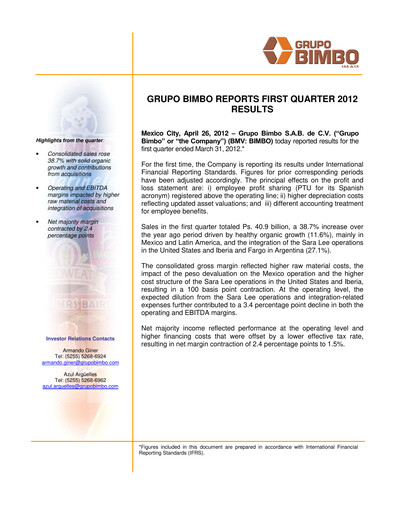 Thumbnail Grupo Bimbo
 Quarterly Report 2012-q1