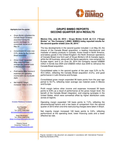Thumbnail Grupo Bimbo
 Quarterly Report 2014-q2