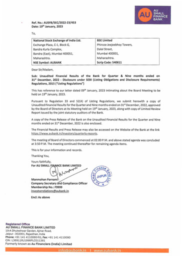 Thumbnail AU Small Finance Bank Quarterly Report 2022-q3
