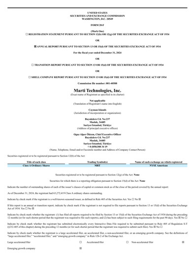 Miniature Marti Technologies Rapport annuel 2024