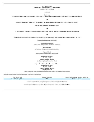 Miniature Marti Technologies Rapport annuel 2025