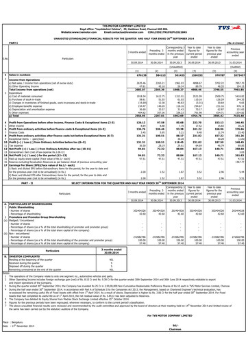 Vorschaubild TVS Motor Quartalsbericht 2014-q3