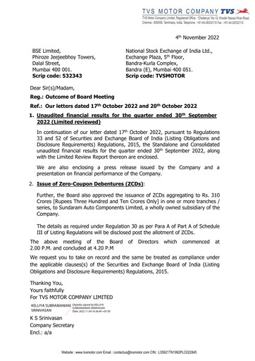 Vorschaubild TVS Motor Quartalsbericht 2022-q3