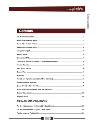 Vorschaubild New India Assurance
 Jahresbericht 2008-2009