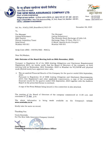 Thumbnail New India Assurance
 Half-year Report 2023-h1