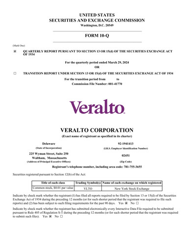 Thumbnail Veralto Quarterly Report 2024-q1