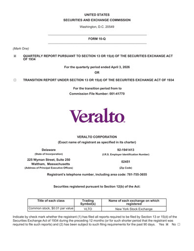 Thumbnail Veralto Quarterly Report 2026-q1