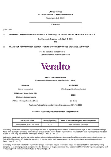 Thumbnail Veralto Quarterly Report 2026-q2